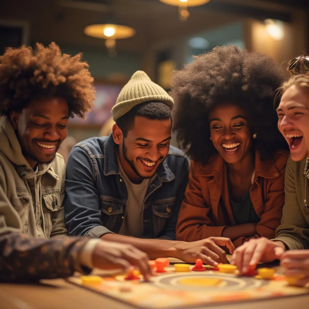 Friends laughing while playing Chicken Road