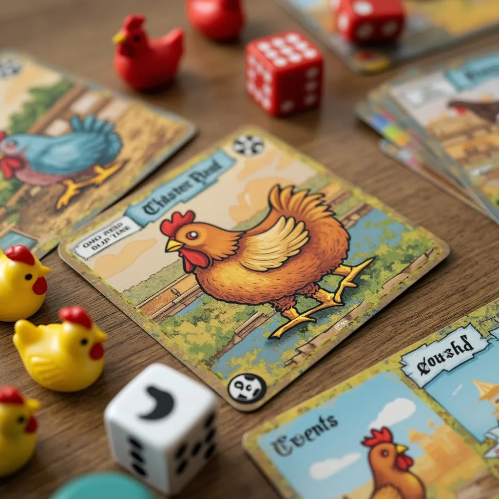 Chicken Road game pieces and cards