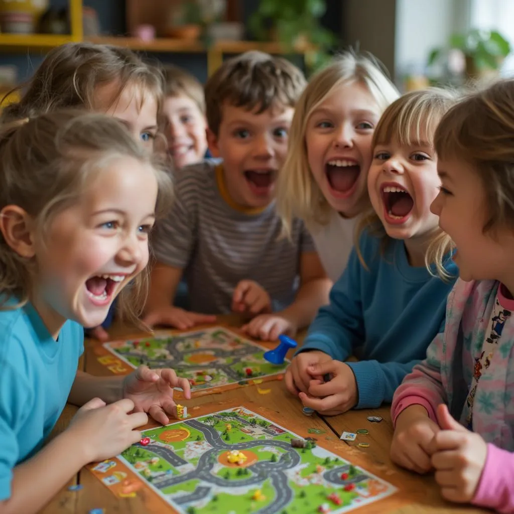 Children excitedly playing Chicken Road